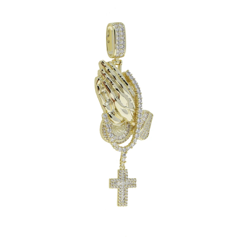 Iced Out Praying Hands Pendant