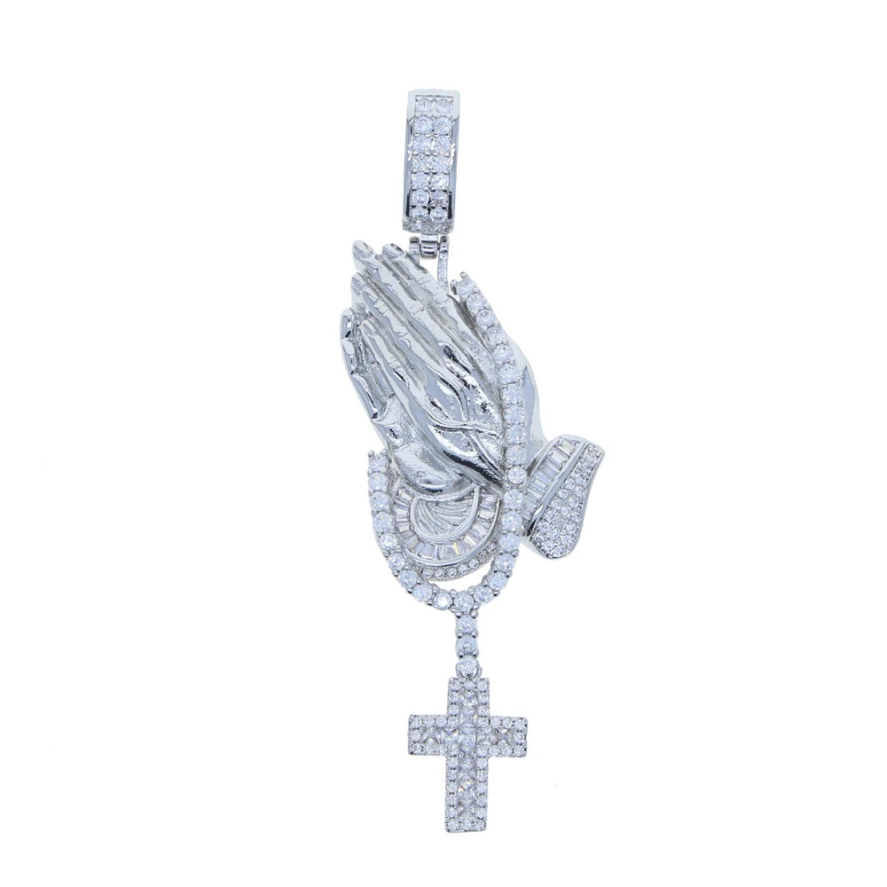 Iced Out Praying Hands Pendant