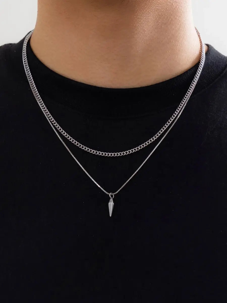 2 Piece Stainless Steel Necklace With Pendant